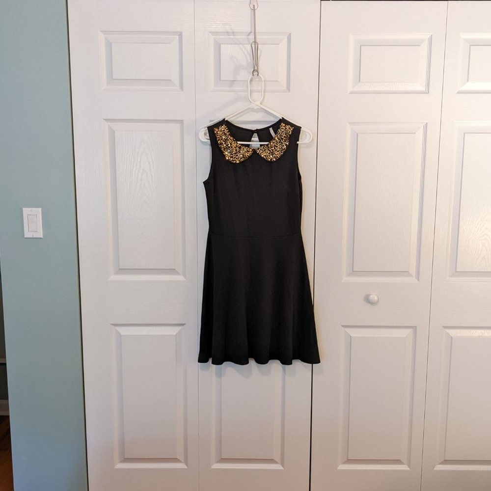 Modcloth Peterpan collar Black A-line dress - Size Large